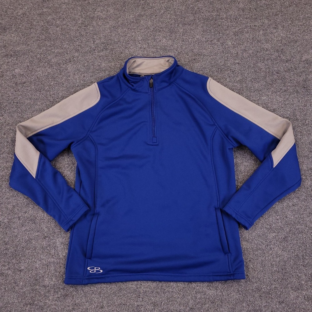 Boombah Quarter Zip Pullover Mens Large Blue Gray Athletic Fleece Pockets Active
